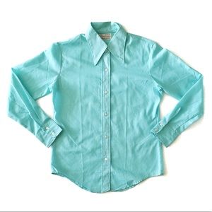Vintage 70s Fashion At Its Finest Turquoise Shirt